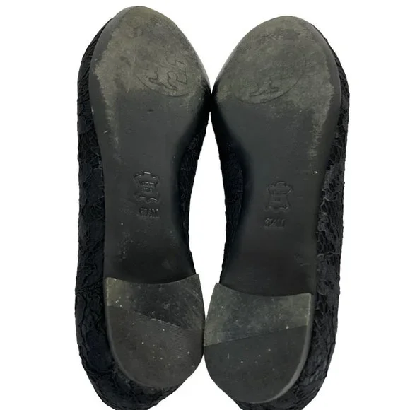Tory Burch Shoes Womens Sz 6.5 Blk Chandra Loafer Satin + Fabric Lace Flat - Picture 11 of 16